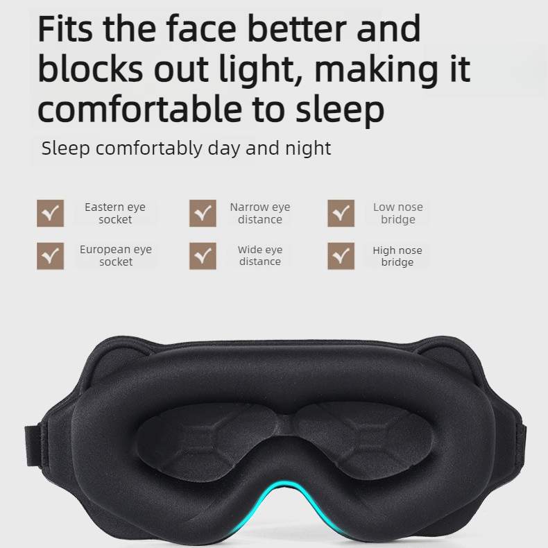 3D Contoured Sleep Mask, Breathable Fabric with Adjustable Strap, Light-Blocking Eye Mask for Sleeping, Napping, and Travel - Purple