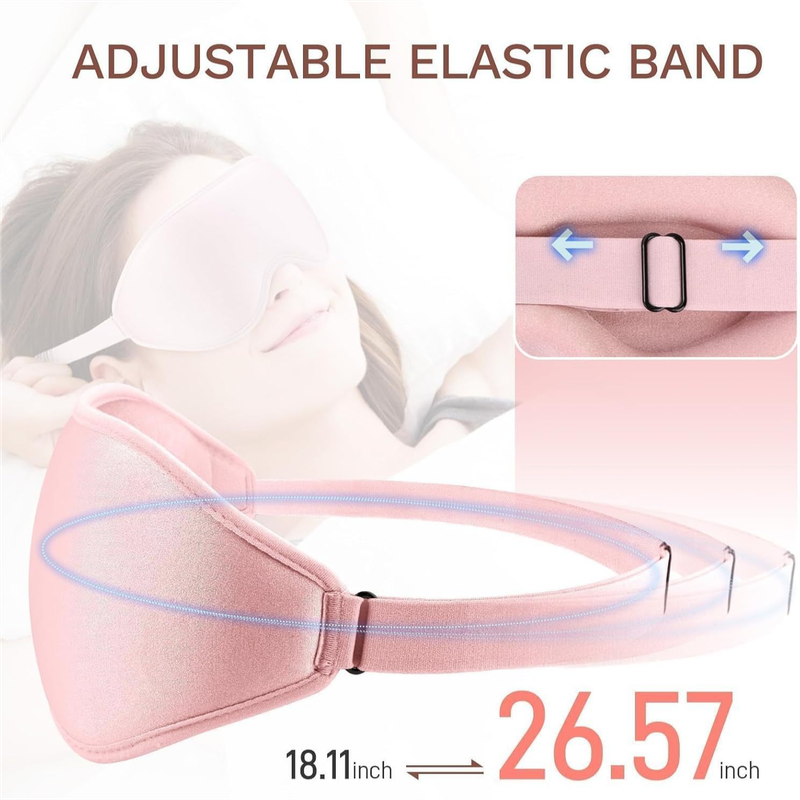 3D Deep Contoured Memory Foam Sleep Eye Mask, Full Light Blocking, Breathable Eye Cover for Travel, Naps, and Nighttime Sleep—Pink