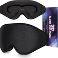 3D Deep Contoured Memory Foam Sleep Eye Mask, Full Light Blocking, Breathable Eye Cover for Travel, Naps, and Nighttime Sleep—Black