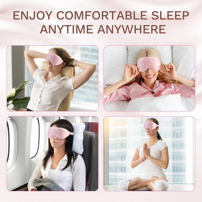 3D Deep Contoured Memory Foam Sleep Eye Mask, Full Light Blocking, Breathable Eye Cover for Travel, Naps, and Nighttime Sleep—Black
