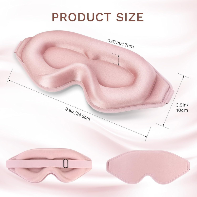 3D Deep Contoured Memory Foam Sleep Eye Mask, Full Light Blocking, Breathable Eye Cover for Travel, Naps, and Nighttime Sleep—Black