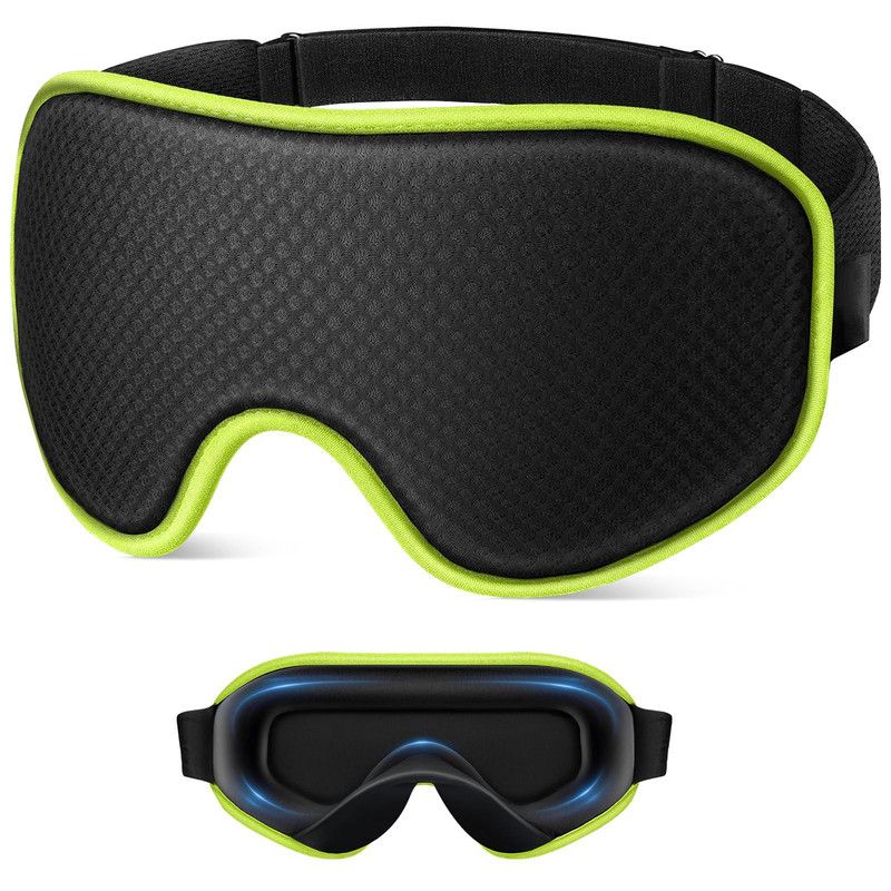 3D Contoured Memory Foam Sleep Eye Mask, Zero Pressure Breathable Mesh Eye Cover with Adjustable Strap for Travel, Naps, and Night Sleep - Green