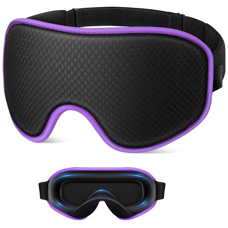 3D Contoured Memory Foam Sleep Eye Mask, Zero Pressure Breathable Mesh Eye Cover with Adjustable Strap for Travel, Naps, and Night Sleep - Purple