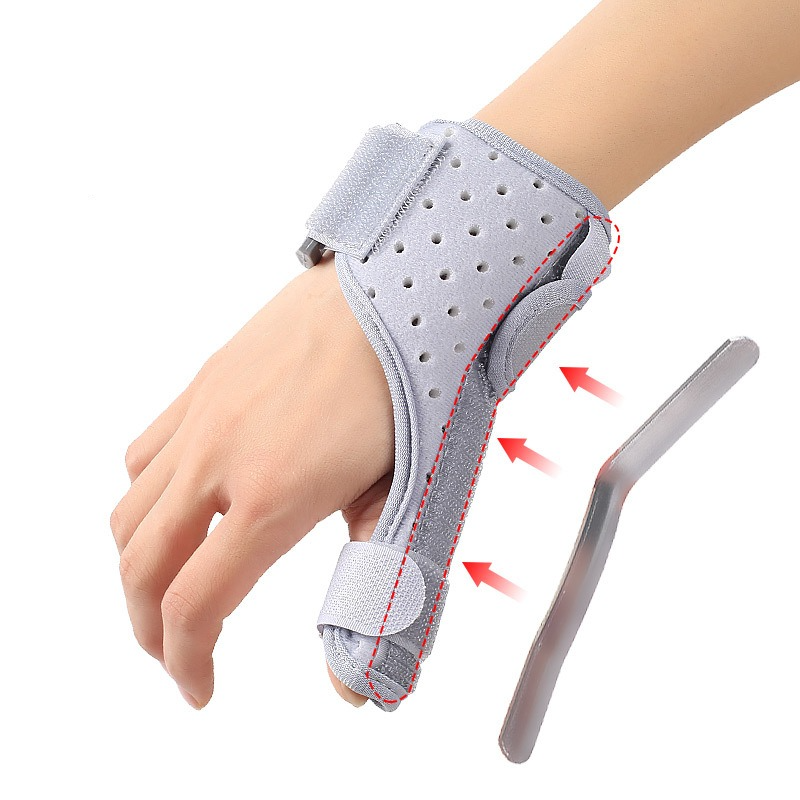 Thumb Support Brace, Adjustable Wrist & Thumb Stabilizer, Breathable Protector for Tendonitis—Gray
