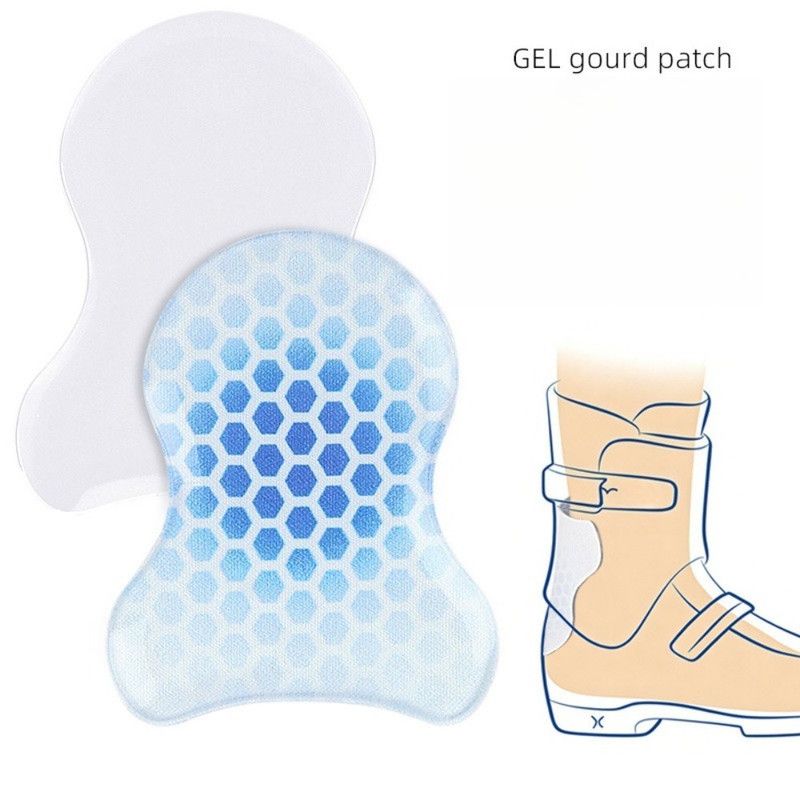 2PCS Gourd-Shaped Gel Pads for Ski Boots, Self-Adhesive Shock Absorbing Heel Liners, Reusable & Washable