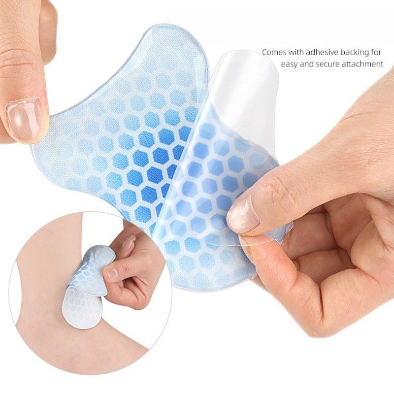 2PCS Gourd-Shaped Gel Pads for Ski Boots, Self-Adhesive Shock Absorbing Heel Liners, Reusable & Washable