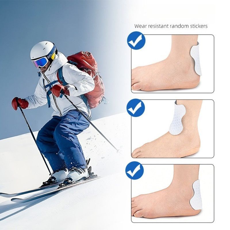 2PCS Gourd-Shaped Gel Pads for Ski Boots, Self-Adhesive Shock Absorbing Heel Liners, Reusable & Washable
