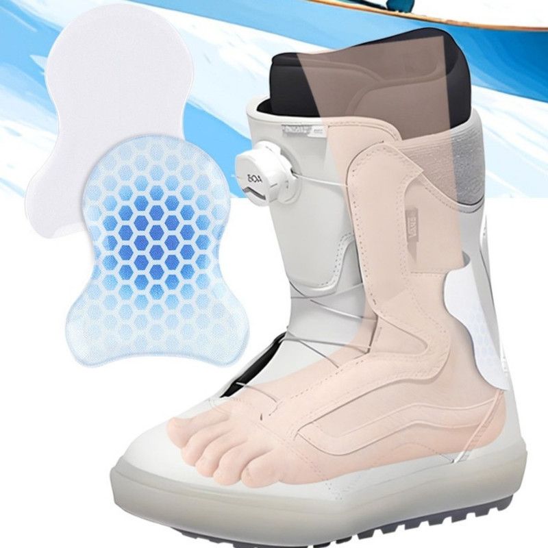 2PCS Gourd-Shaped Gel Pads for Ski Boots, Self-Adhesive Shock Absorbing Heel Liners, Reusable & Washable