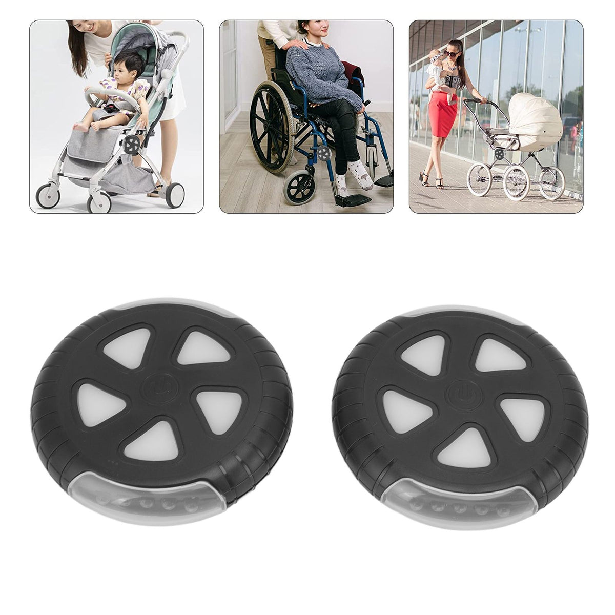 1 Pair Stroller Lights Waterproof Easy to Install LED Stroller Lights Stroller Safety Lights for Wheelchair