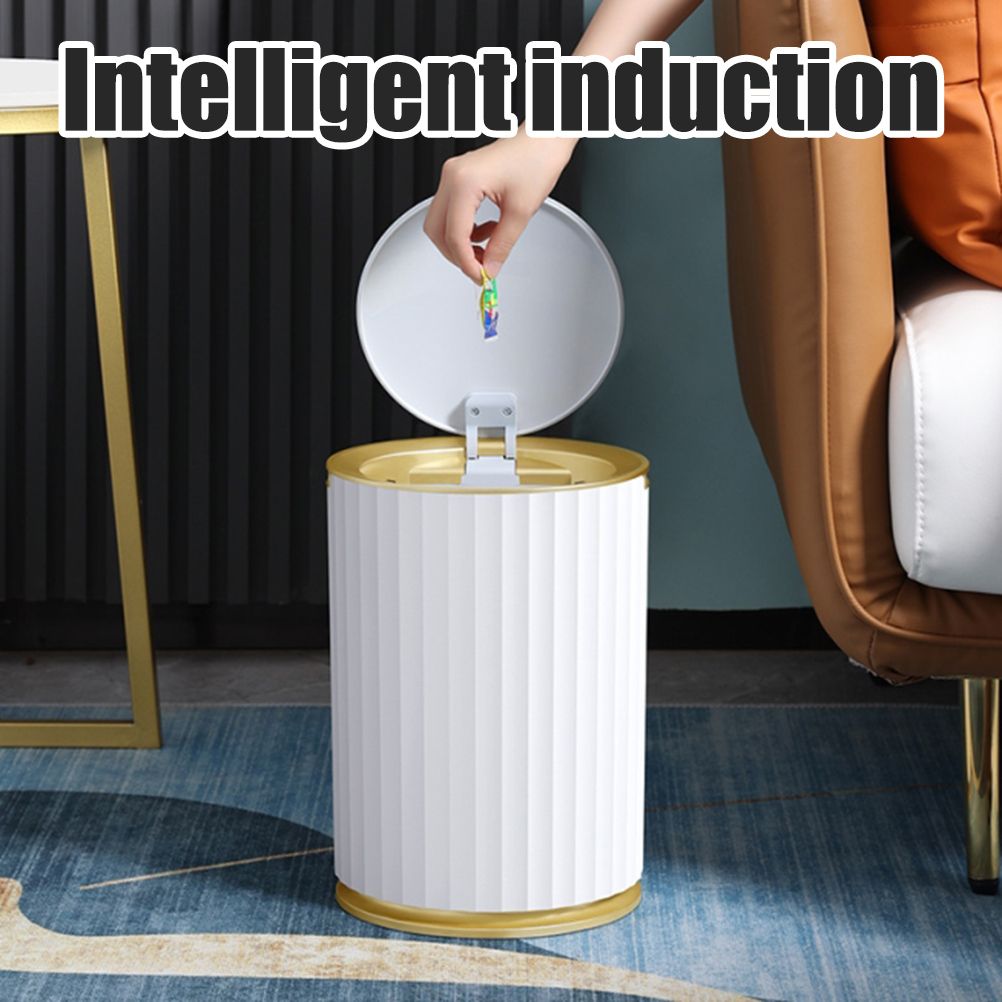 Smart Sensor Trash Waterproof Kitchen Bathroom Sensor Bin with Lid Large Capacity Garbage Waste Bin for Office and Bedroom