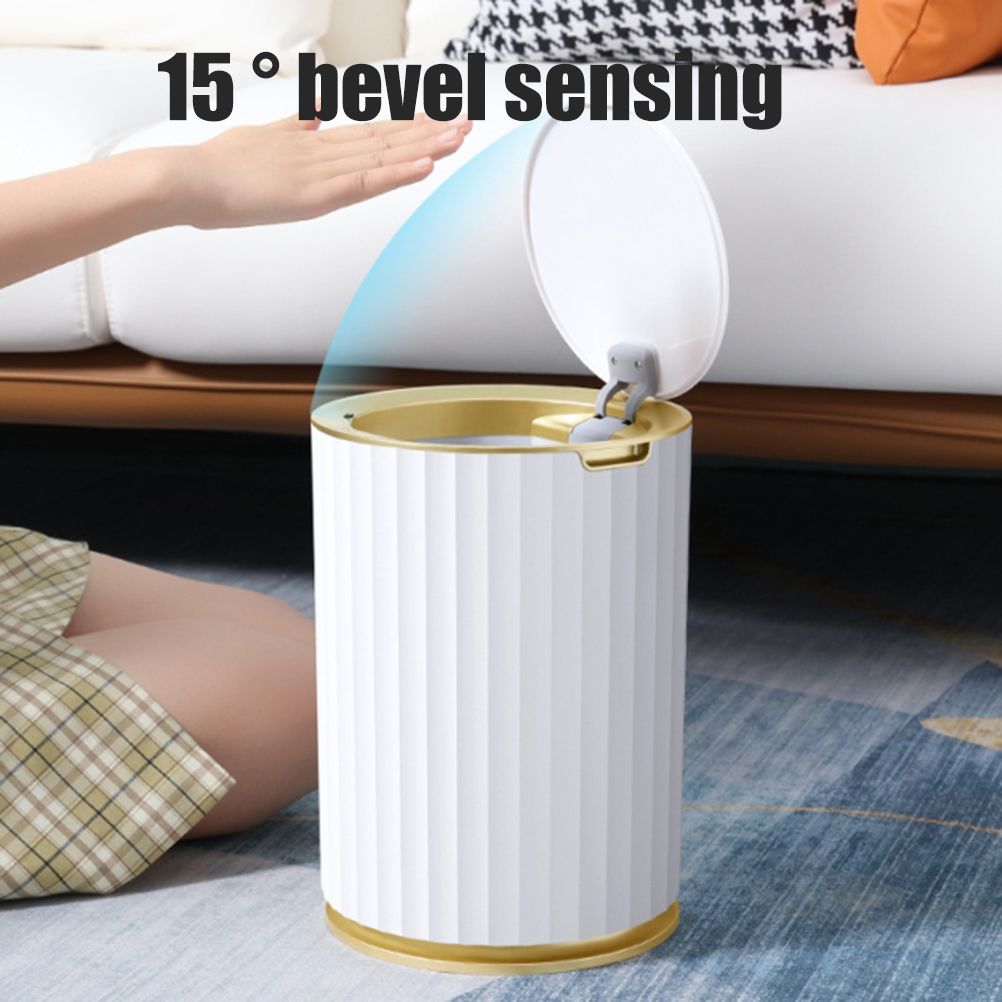 Smart Sensor Trash Waterproof Kitchen Bathroom Sensor Bin with Lid Large Capacity Garbage Waste Bin for Office and Bedroom
