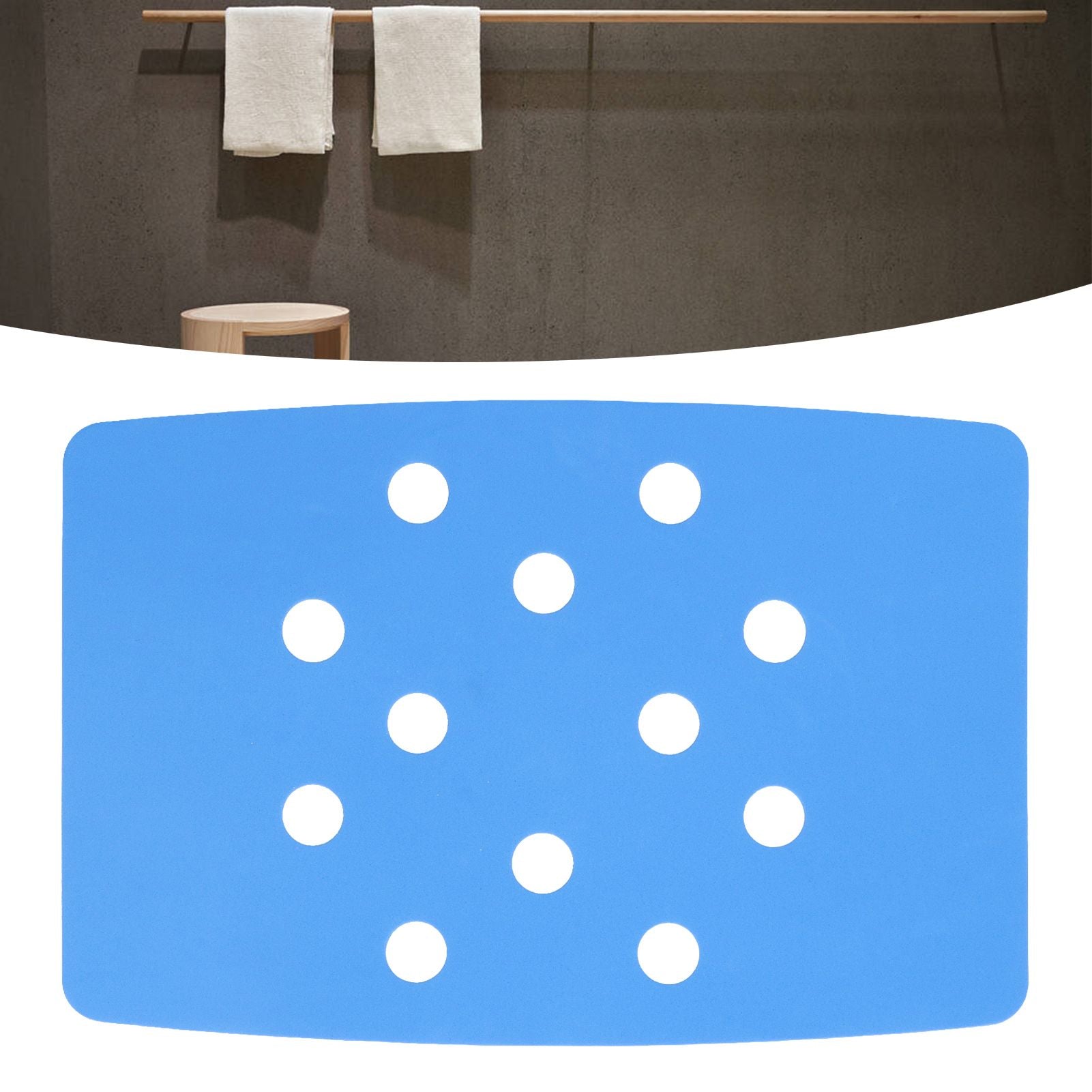 Shower Chair Cushion Paste Fixed Keep Warm EVA Blue Perforation Design Portable Shower Stool Cushion