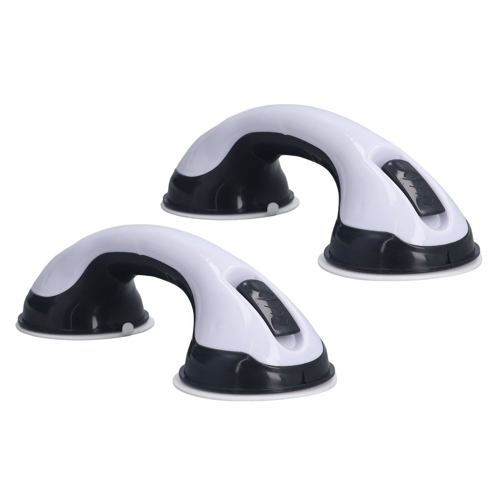 2pcs Shower Handle Curved Design Double Lock Security Toolless Installation Plastic Shower Support Bar for Elderly