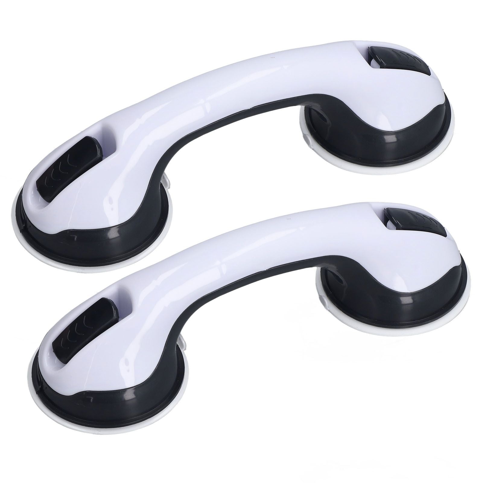2pcs Shower Handle Curved Design Double Lock Security Toolless Installation Plastic Shower Support Bar for Elderly