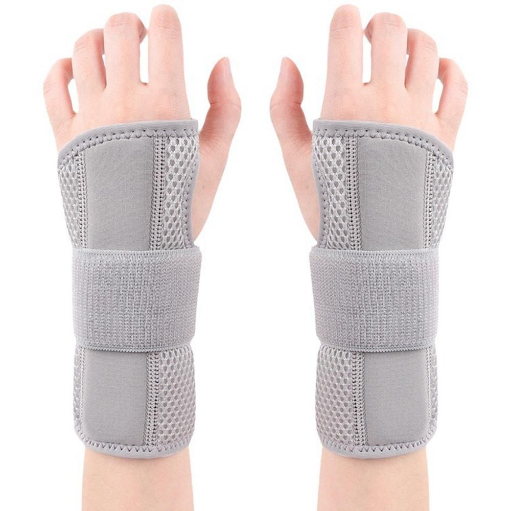 1Pair Carpal Tunnel Wrist Brace Carpal Tunnel Splint Arthritis Pain and Support For Sprained Relief Night Work - Gray & M