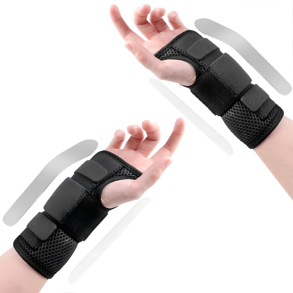 1Pair Carpal Tunnel Wrist Brace Carpal Tunnel Splint Arthritis Pain and Support For Sprained Relief Night Work - Gray & M