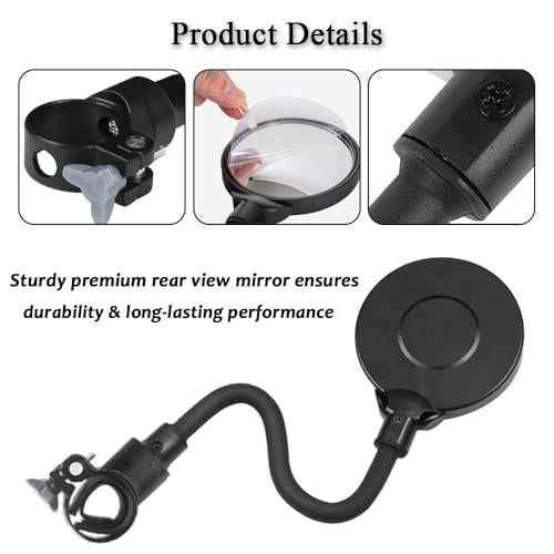 2 Pack 360° Rotating Wide Angle Rearview Mirror for Mobility Scooters and Wheelchairs (Black)