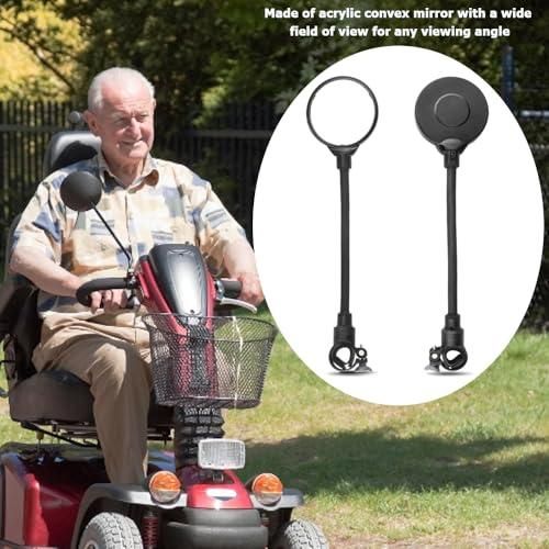 2 Pack 360° Rotating Wide Angle Rearview Mirror for Mobility Scooters and Wheelchairs (Black)