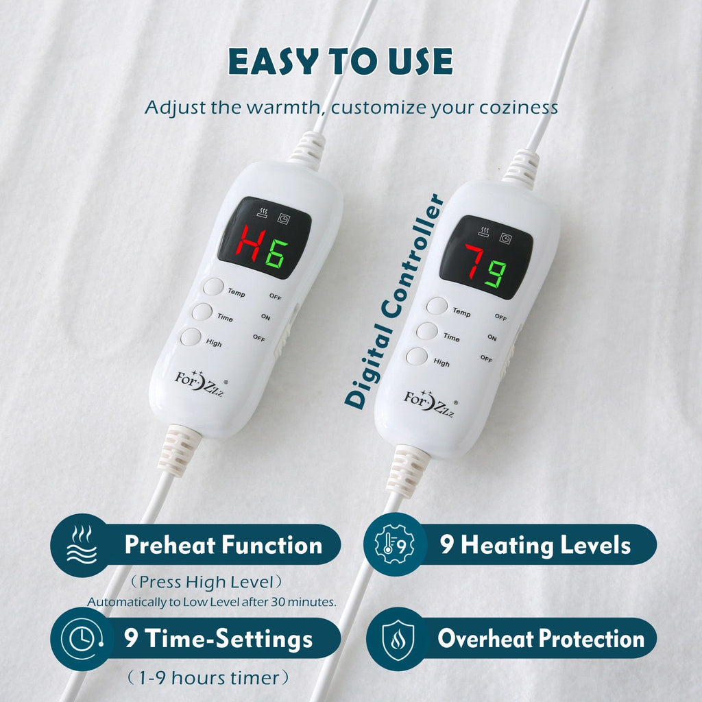 Heated Mattress Pad - Bedding Electric Blanket with 9 Heat Setting & 9-Hour Auto Off, Heated Mattress Pad-Machine Washable Fully Fitted Heating Pad with Overheat Protection , 800GSM Non Woven Fabric-fitted sheet cover(King Single)