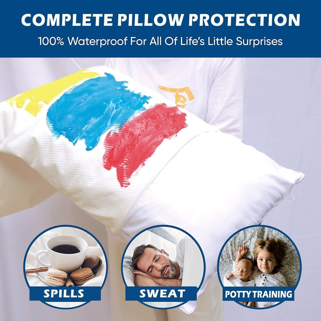 Waterproof Bamboo Pillow Protector Cover,100% Bug Water Proof Zippered Pillow Cases Body Size (1 Pack,Green,50cm x 150cm)