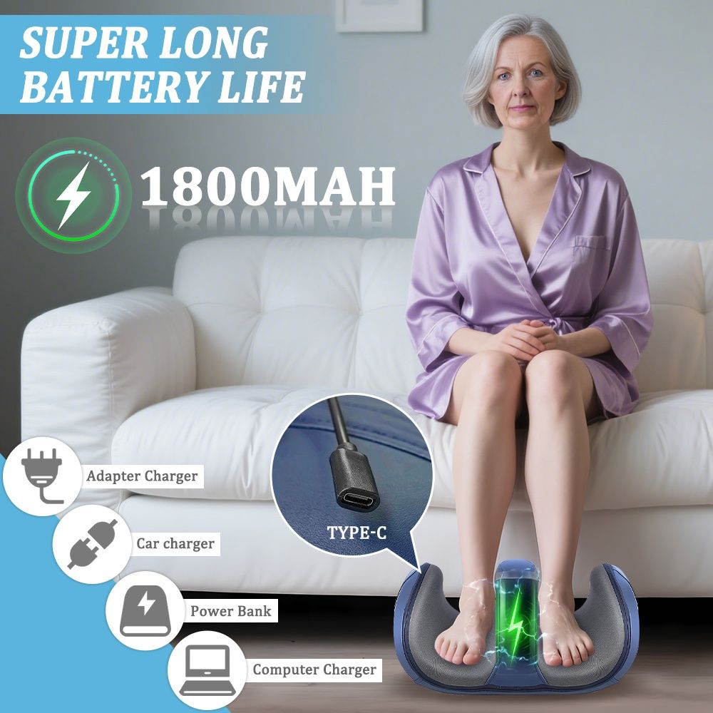 Blue 3D Bionic Foot Massager, foot massager, electric foot massage, acupressure foot massager, ergonomic foot massager, foot pain relief, relaxation massager