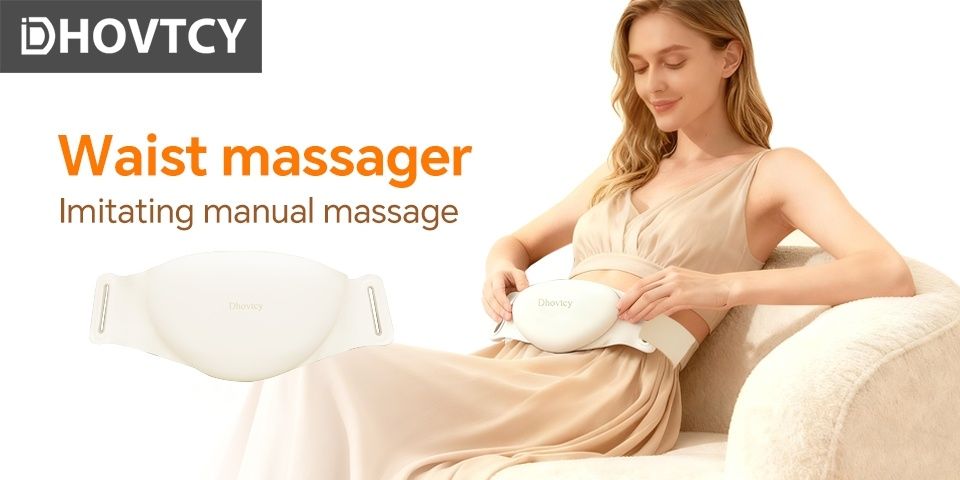 White abdominal massage belt, heat therapy massage, kneading massager, stress relief wellness, digestive health, relaxation tool, Australia market