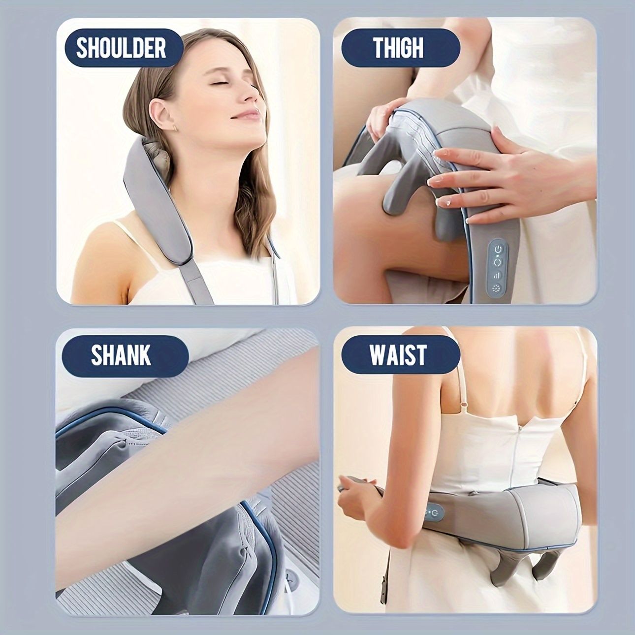 Gray Beige body massager, shoulder massager, thigh massager, shank massager, waist massager, muscle relief, relaxation, Australian massage, deep tissue massager, portable massager