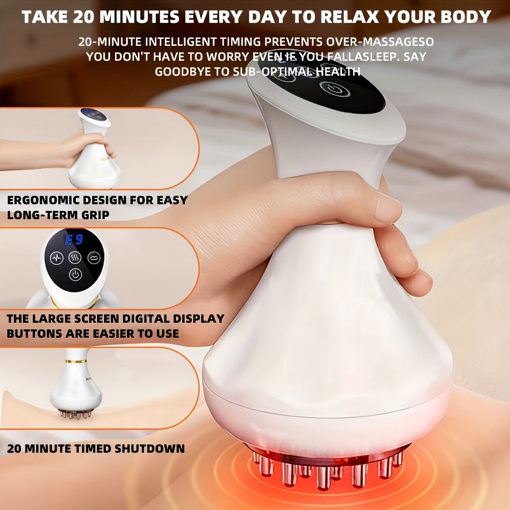 White Gray portable body massager, muscle relief massage, heating massage device, multiple massage modes, compact massager for travel, deep tissue massage, back neck shoulder massager, relaxation gift Australia, Aussie massage tool, post-workout recovery
