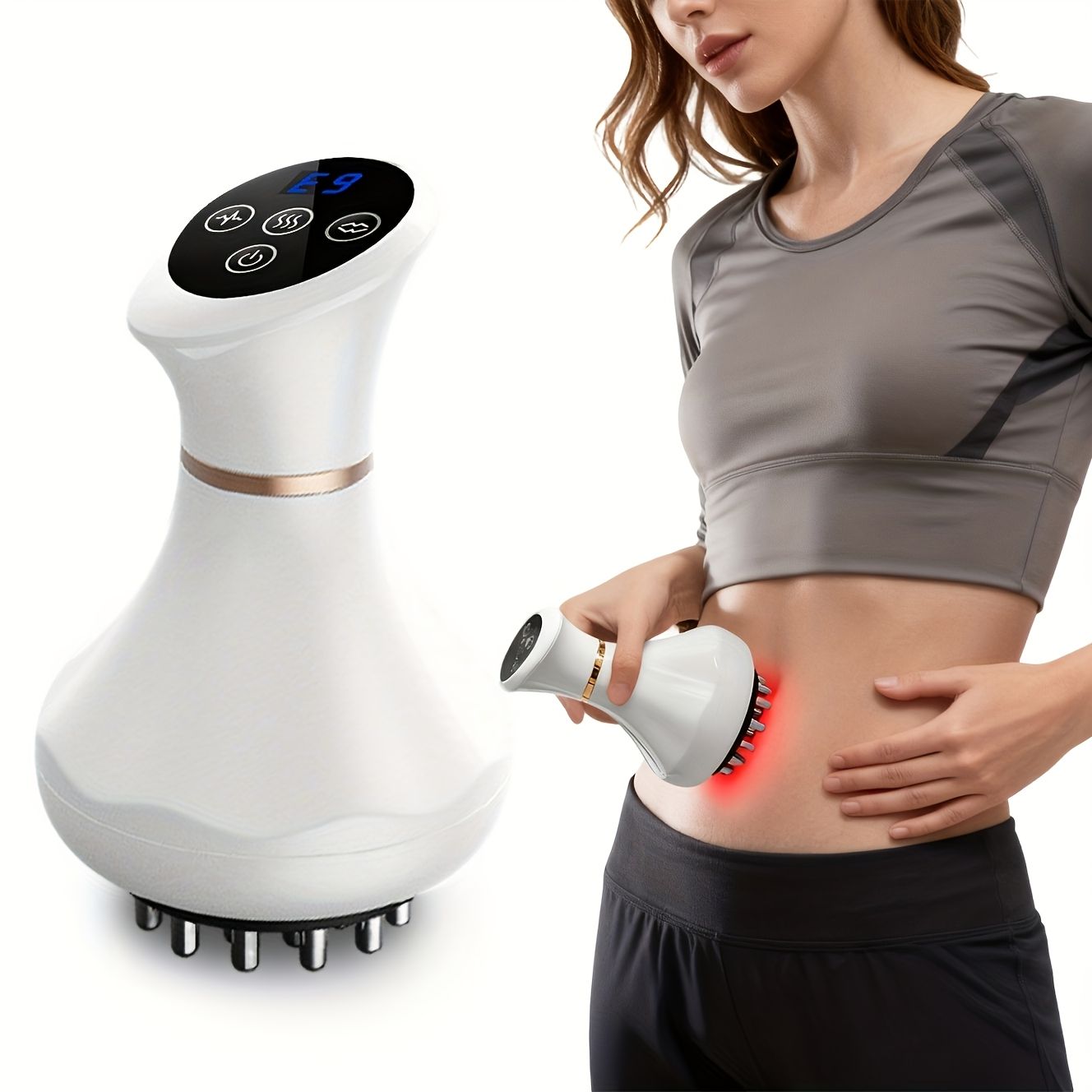 White Gray portable body massager, muscle relief massage, heating massage device, multiple massage modes, compact massager for travel, deep tissue massage, back neck shoulder massager, relaxation gift Australia, Aussie massage tool, post-workout recovery