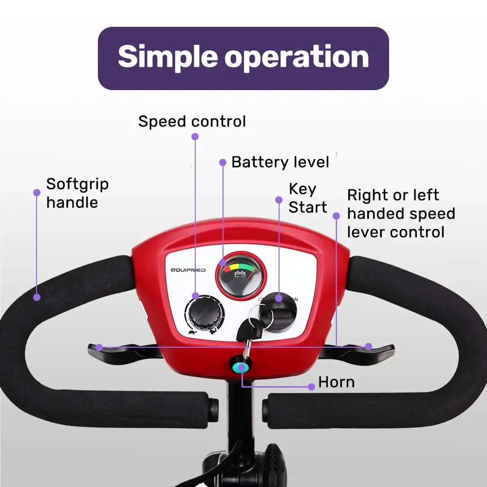 EQUIPMED Mobility Scooter Electric Motorised Power Portable 4 Wheel Folding