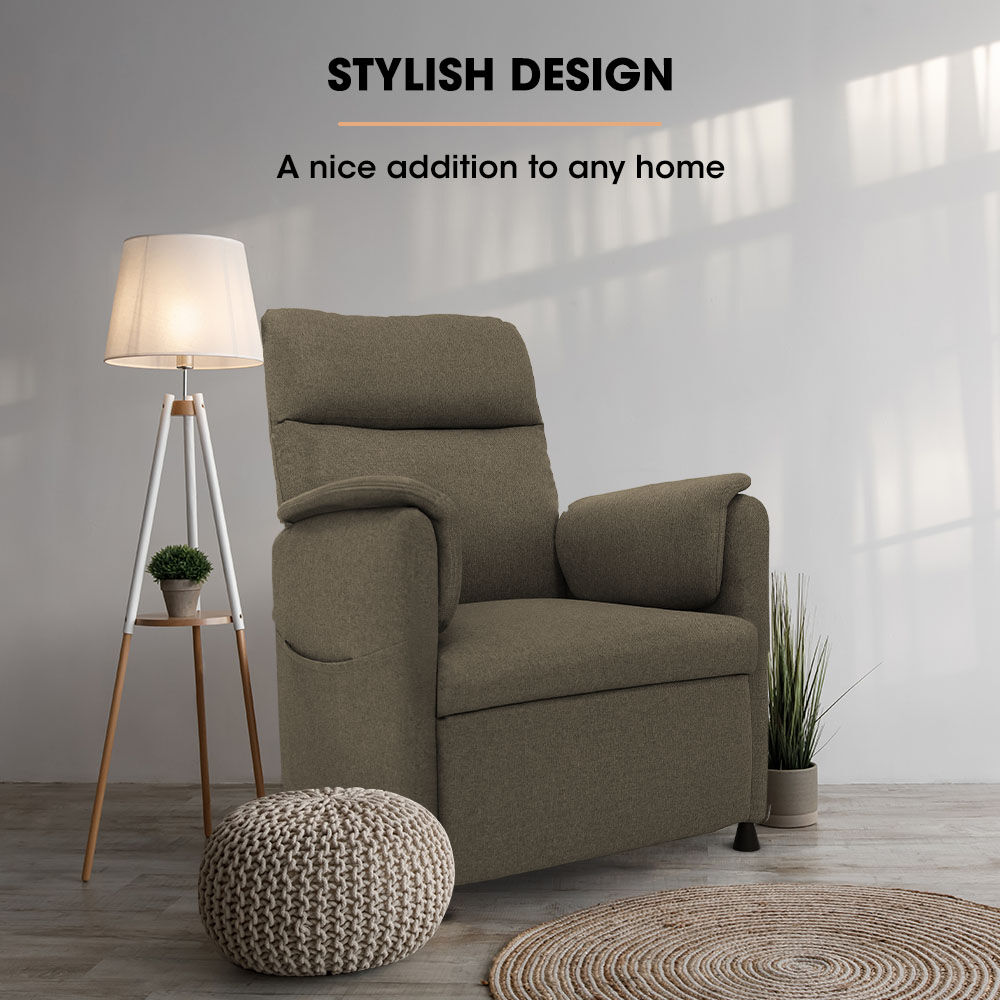 FORTIA Electric Armchair Recliner, Single Fabric Chair, Biege