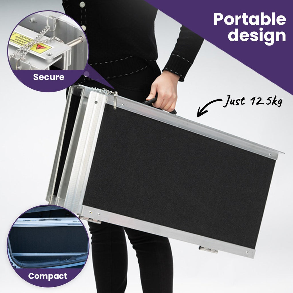 EQUIPMED 152cm Portable Folding Aluminium Access Ramp, 272kg Rated, for Wheelchair, Mobility Scooter, Rollator
