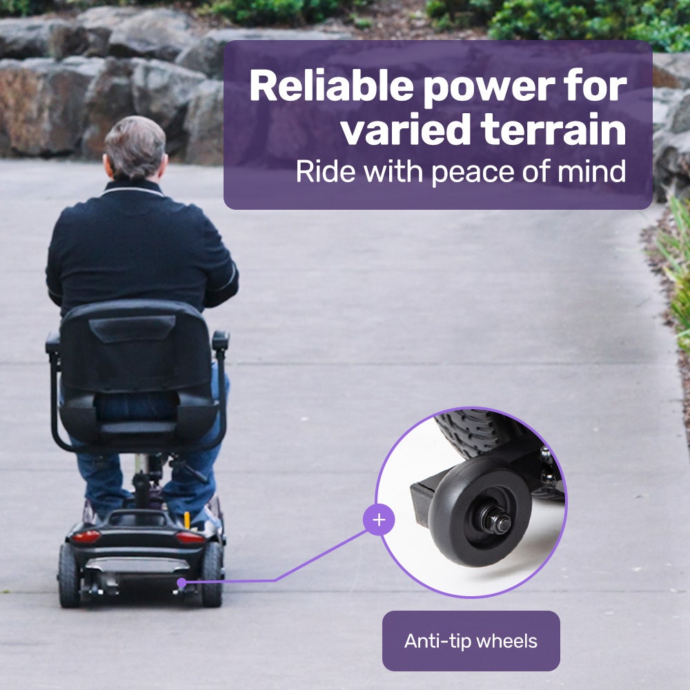 EQUIPMED FreeLite+ Mid-Sized Foldable Electric Mobility Scooter, Lithium Battery, Long Range and Easy Charging, Grey