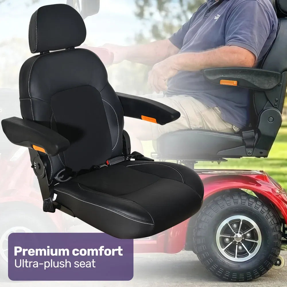 EQUIPMED ComfortCruise Large Mobility Scooter, 15km/h Top Speed, Up to 45km Range, Strong Climbing, 180kg Capacity, Red