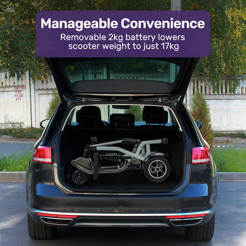 EQUIPMED Ultra-Lightweight Folding Electric Mobility Scooter, 19kg with Battery Removed, Airline Approved, Long Range, Brushless Motor, Portable