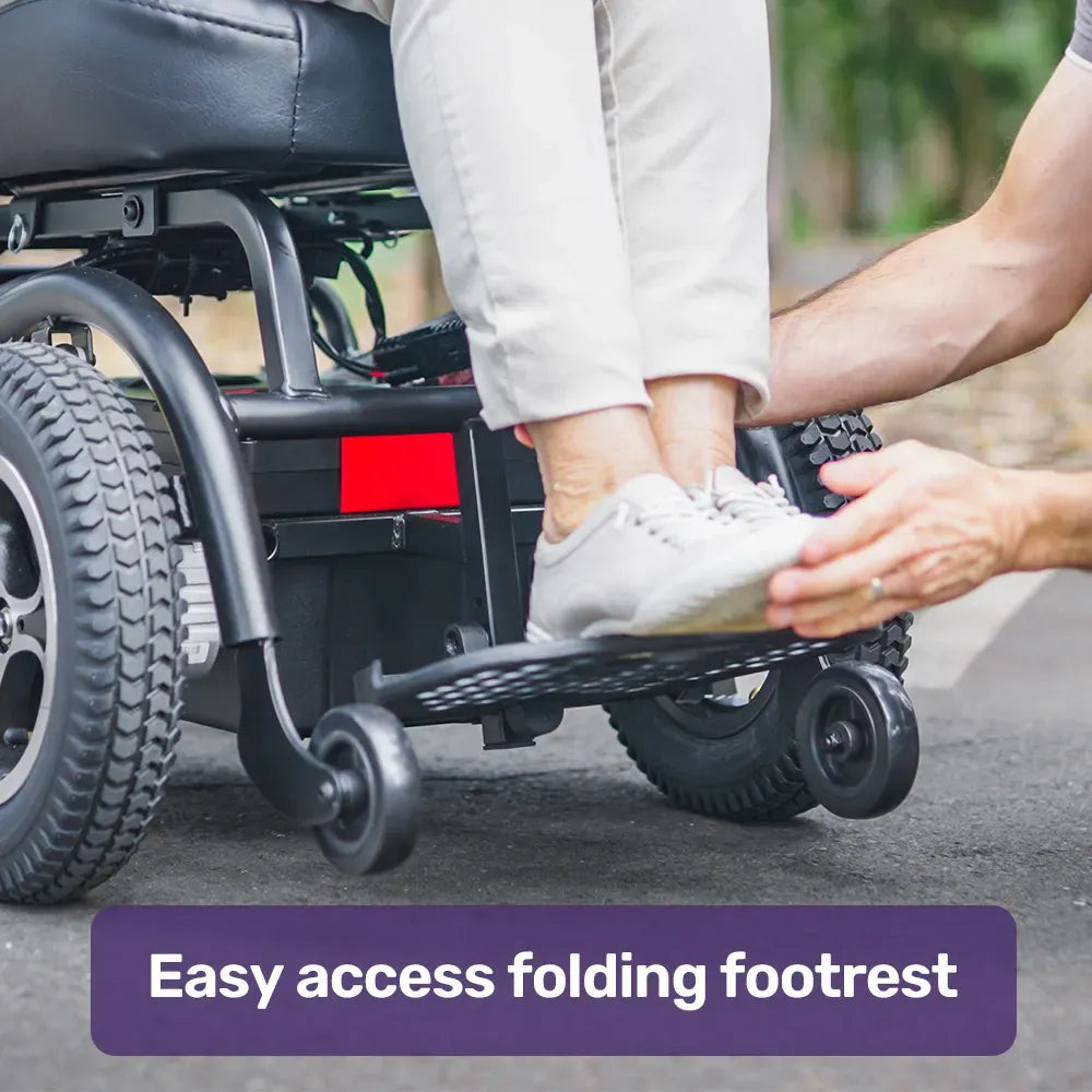 EQUIPMED Front Wheel Drive Power Electric Wheelchair, Up to 35km Range, Ultra-Comfortable, Safe Stable Non-Slip Anti-Roll Back Power Assist Chair