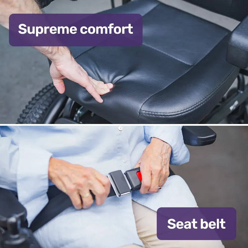 EQUIPMED Front Wheel Drive Power Electric Wheelchair, Up to 35km Range, Ultra-Comfortable, Safe Stable Non-Slip Anti-Roll Back Power Assist Chair