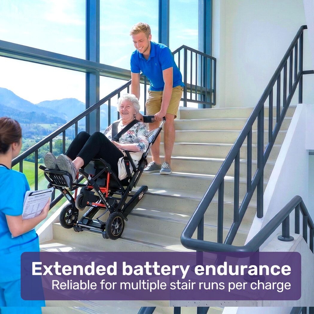EQUIPMED Electric Stair Climbing Wheelchair, 169kg Load Capacity, 46 Steps/min, Aluminium Alloy, Foldable