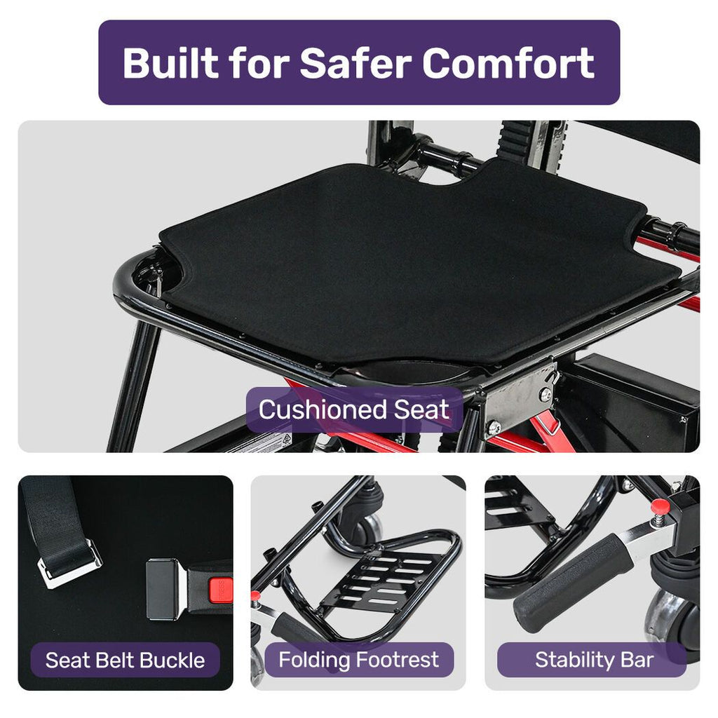 EQUIPMED Electric Stair Climbing Wheelchair, 169kg Load Capacity, 46 Steps/min, Aluminium Alloy, Foldable