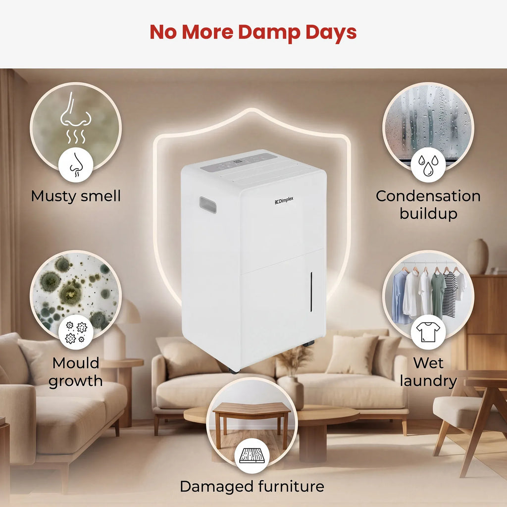 Dimplex 20L Portable Dehumidifier w/ Preset Modes Fan Speeds 4L Water Tank Timer