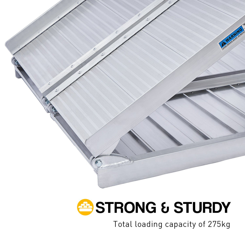 Kartrite 4ft Aluminium Foldable Wheelchair Ramp Non-Slip R02 Silver