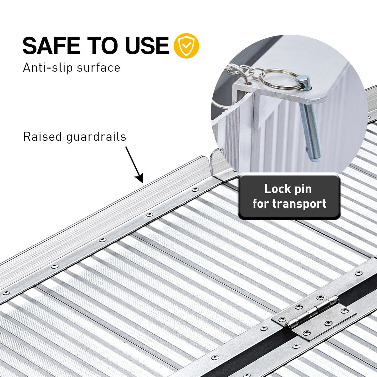 Kartrite 5ft Aluminium Foldable Wheelchair Ramp Non-Slip R02 Silver