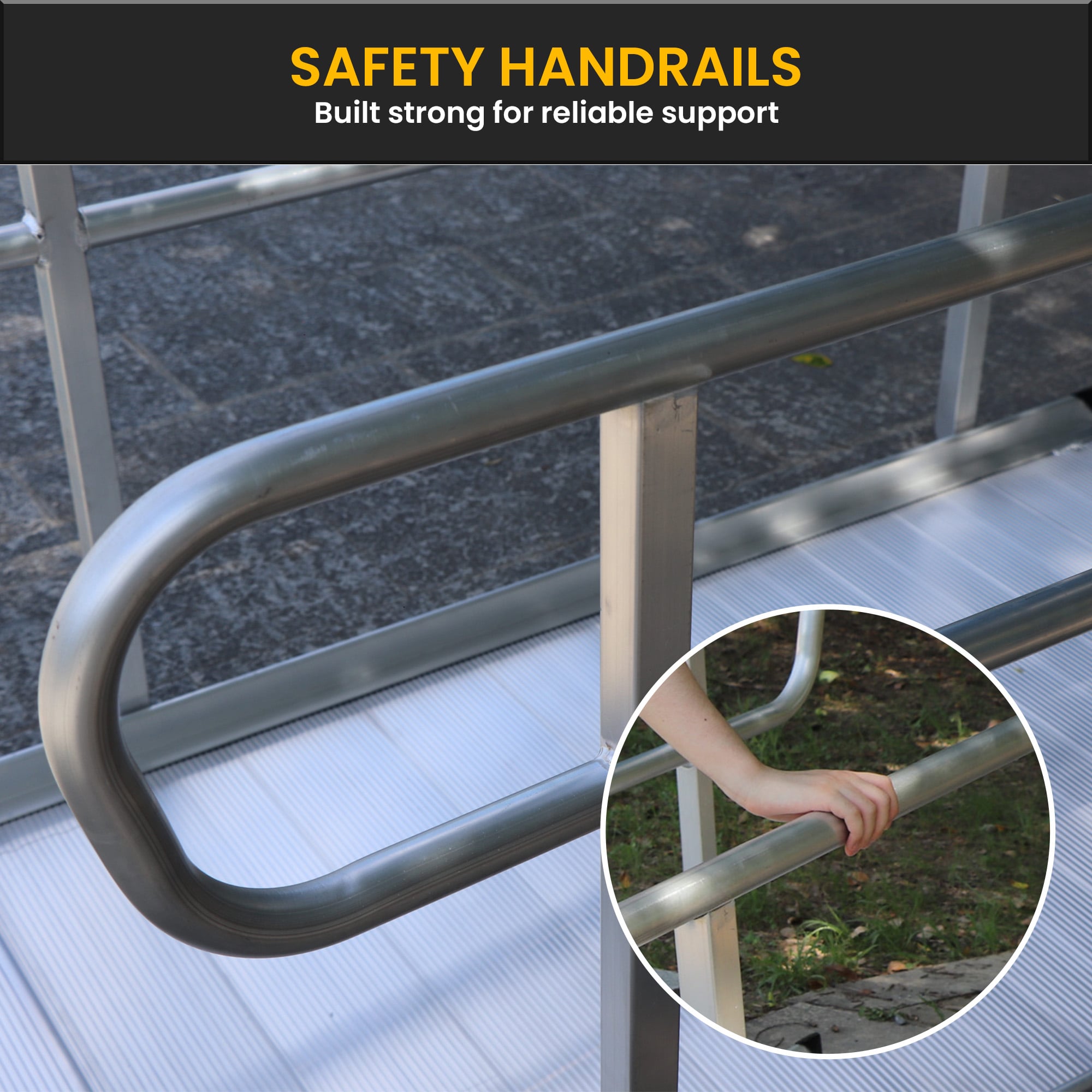 Kartrite 6ft Portable Aluminium Mobility Threshold Access Wheelchair Ramp with Handrails