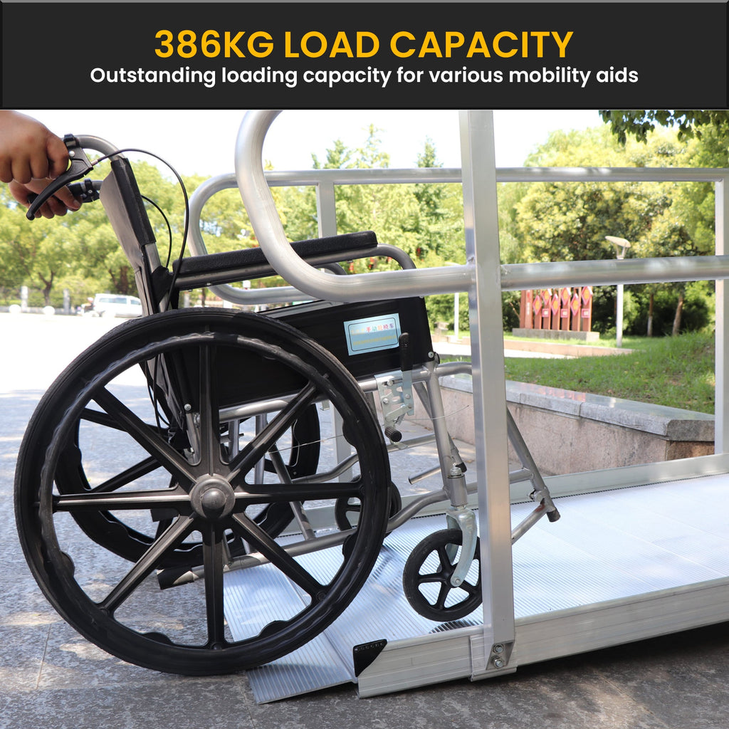 Kartrite 6ft Portable Aluminium Mobility Threshold Access Wheelchair Ramp with Handrails