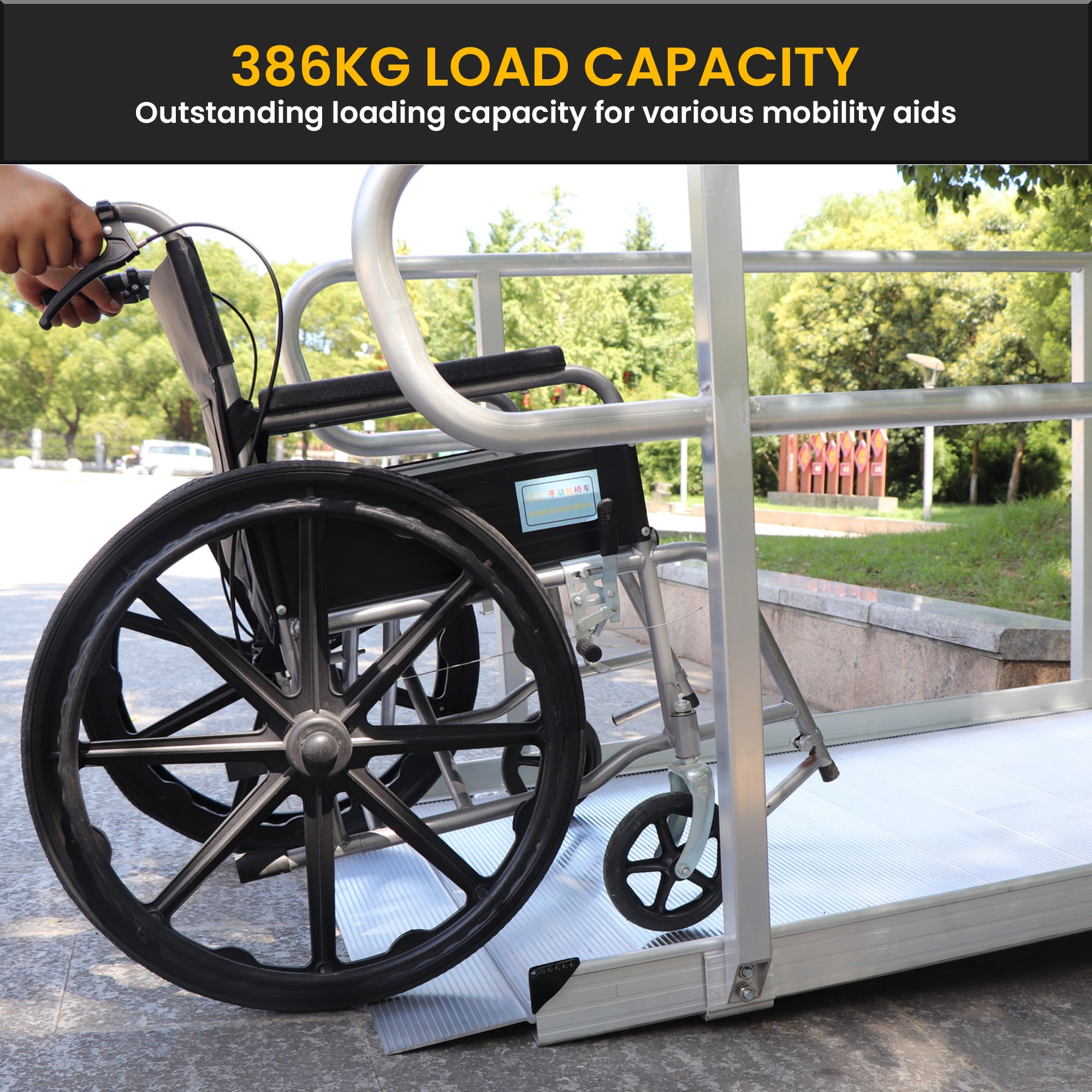 Kartrite 6ft Portable Aluminium Mobility Threshold Access Wheelchair Ramp with Handrails