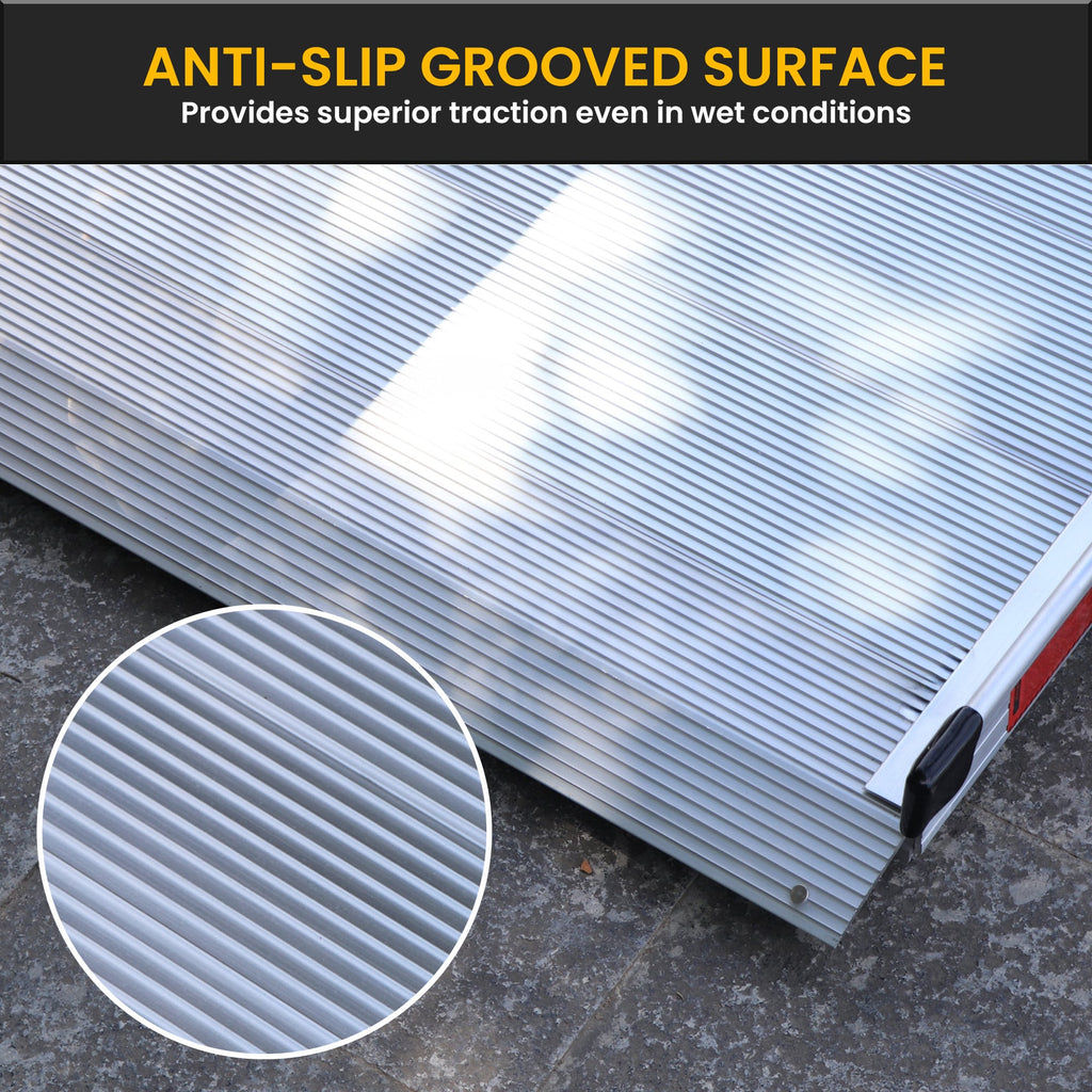 Kartrite 6ft Portable Aluminium Mobility Threshold Access Wheelchair Ramp with Handrails