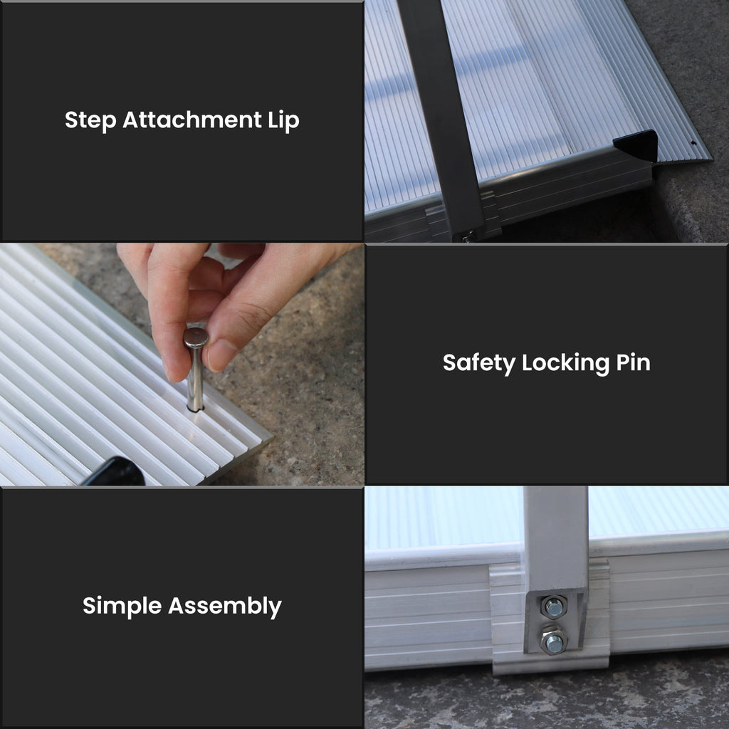 Kartrite 6ft Portable Aluminium Mobility Threshold Access Wheelchair Ramp with Handrails