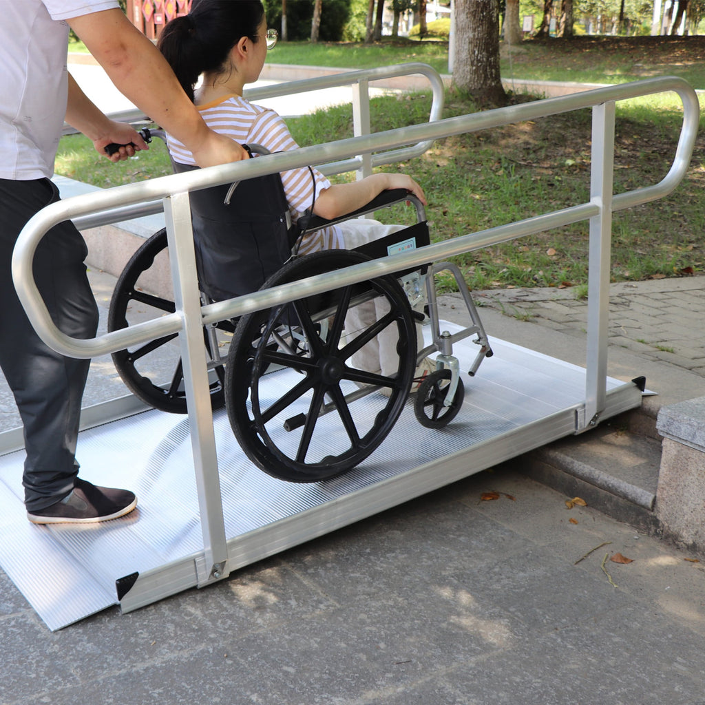 Kartrite 6ft Portable Aluminium Mobility Threshold Access Wheelchair Ramp with Handrails