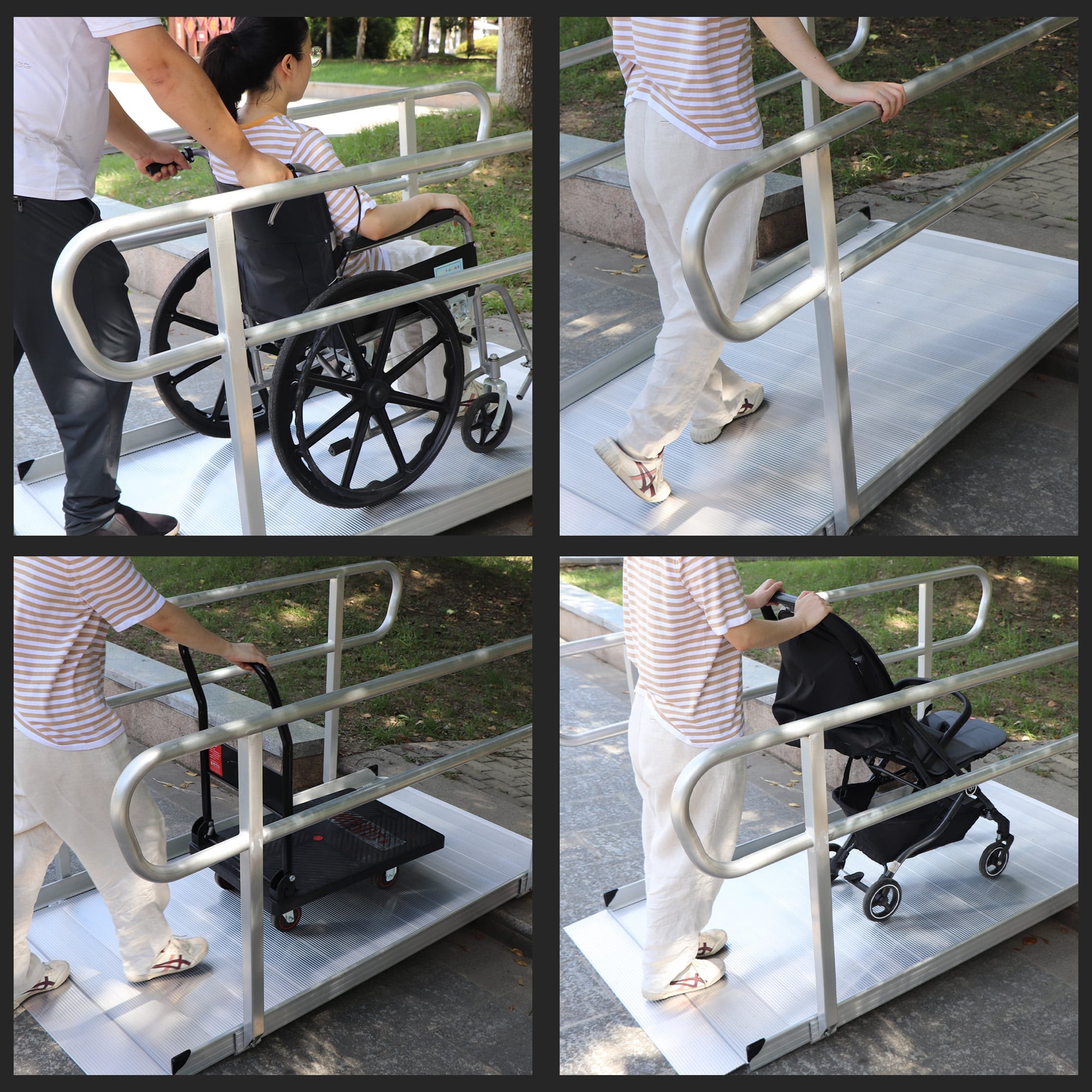 Kartrite 6ft Portable Aluminium Mobility Threshold Access Wheelchair Ramp with Handrails