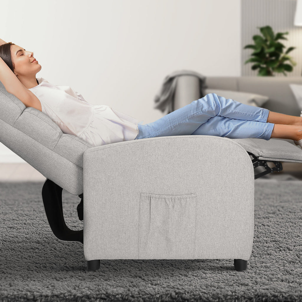 Home Recliner Chair - Linen Fabric Sofa Lounge Armchair SHILOH GREY
